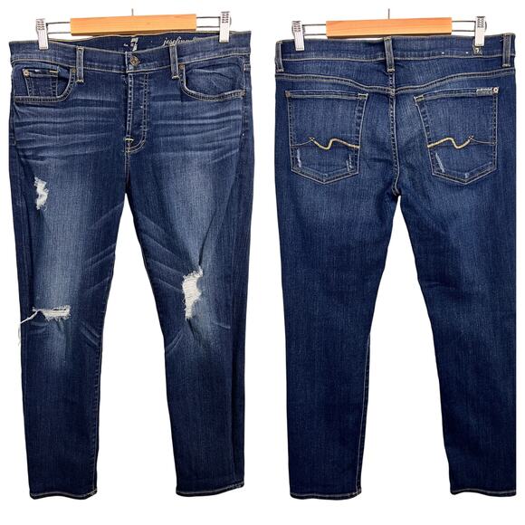 7 For All Mankind Women's‎ 31 Josefina Jeans Skinny Boyfriend Distressed Ankle - Picture 1 of 12